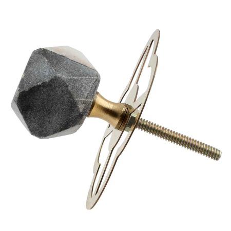 Grey And White Hexagon Stone Cabinet Knobs